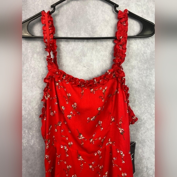 Lulus In the Garden Red Floral Print Skater‎ mini Spring Dress Size S - Picture 8 of 15